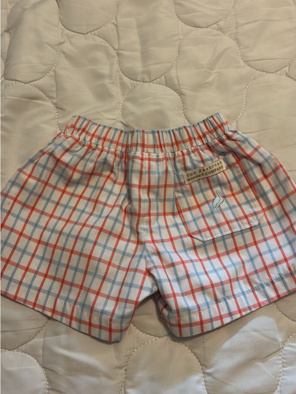 The Beaufort Bonnet Company Orange Blue Plaid Kids Shorts